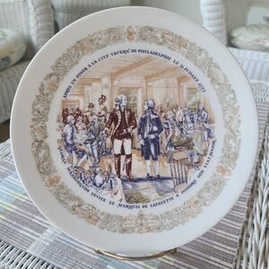 Vintage D'Arceau Limoges Lafayette Legacy Collector Plate 3 City Tavern Meeting
